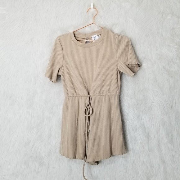 Princess Polly Beige Ribbed Aiken Playsuit Romper - Picture 2 of 15